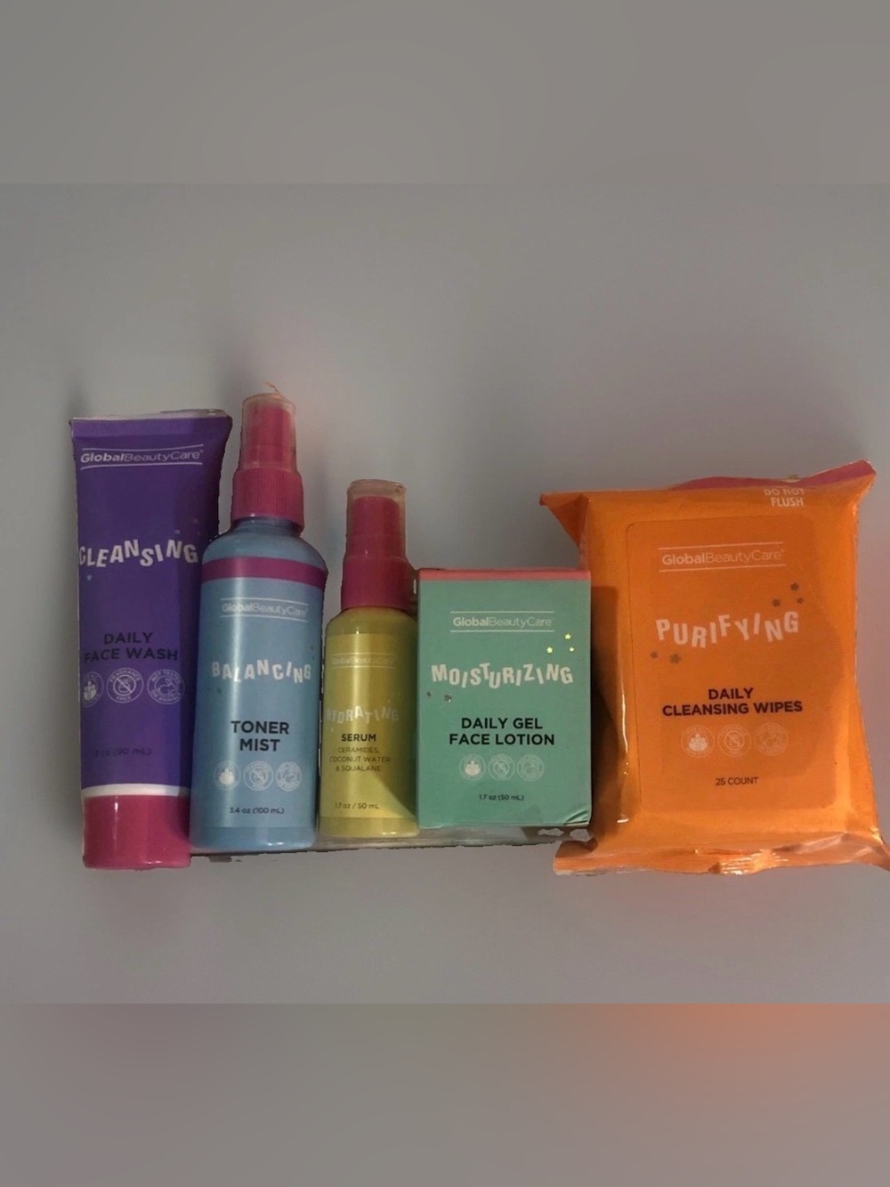 Global Beauty Care Toner Mist, Face Wash, Serum, Wipes & Moisturizer (Set of 
5)